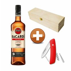 Bacardi Spiced 35% 1l (dárkové balení nůž Swiza D01 red)